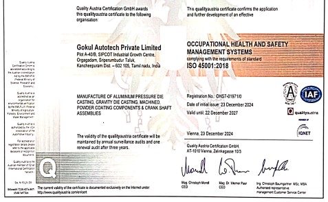 ISO 45001:2018 certificate
